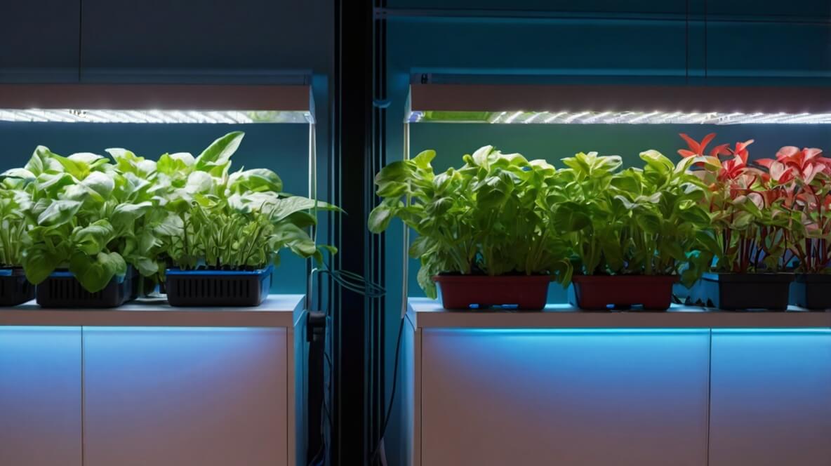 iluminação artificial para hortas hidropônicas em apartamentos.