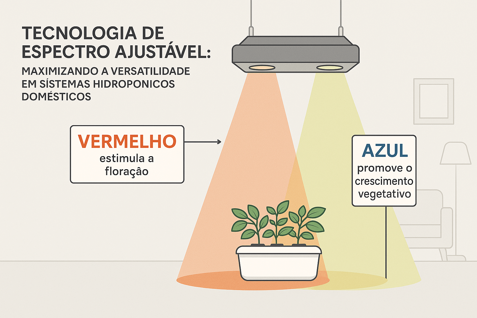 iluminação artificial para hortas hidropônicas em apartamentos.