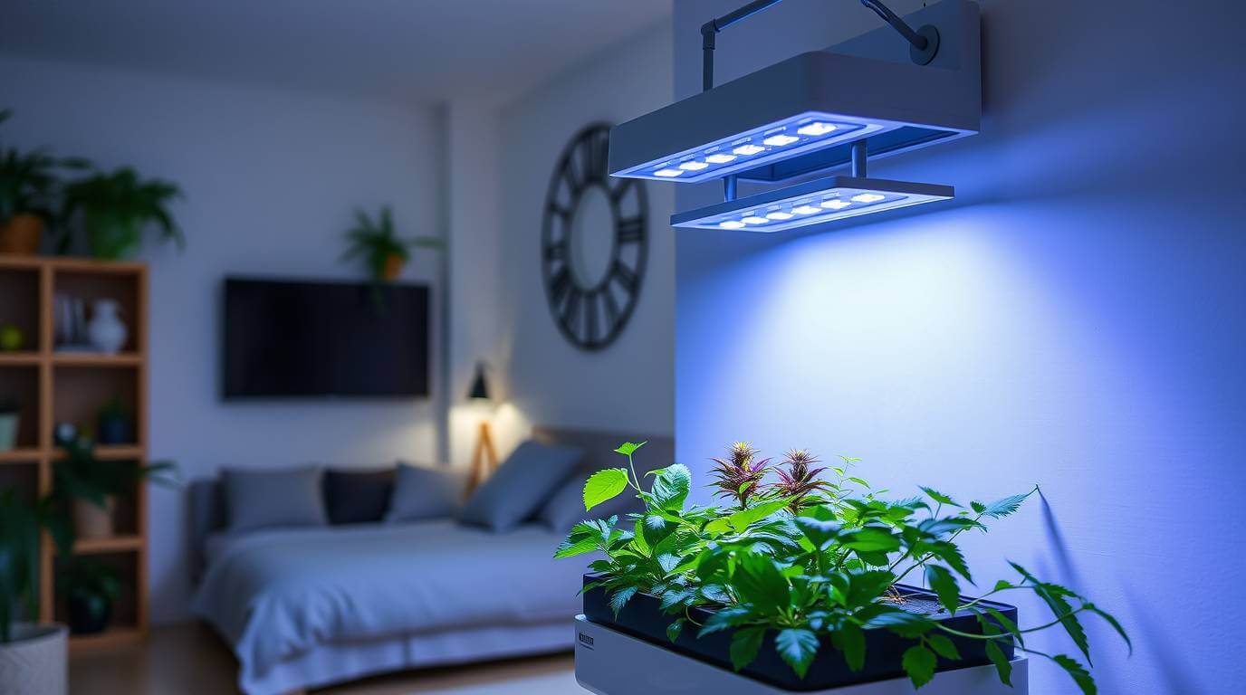 iluminação artificial para hortas hidropônicas em apartamentos.