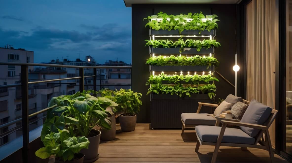iluminação artificial para hortas hidropônicas em apartamentos.